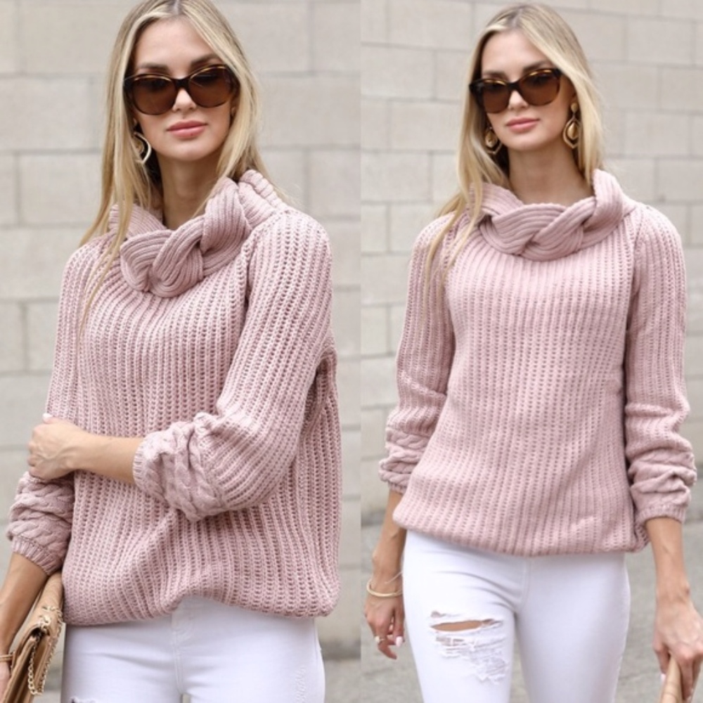 GEORGIA Turtleneck Knit Sweater - BLUSH - Picture 3 of 4